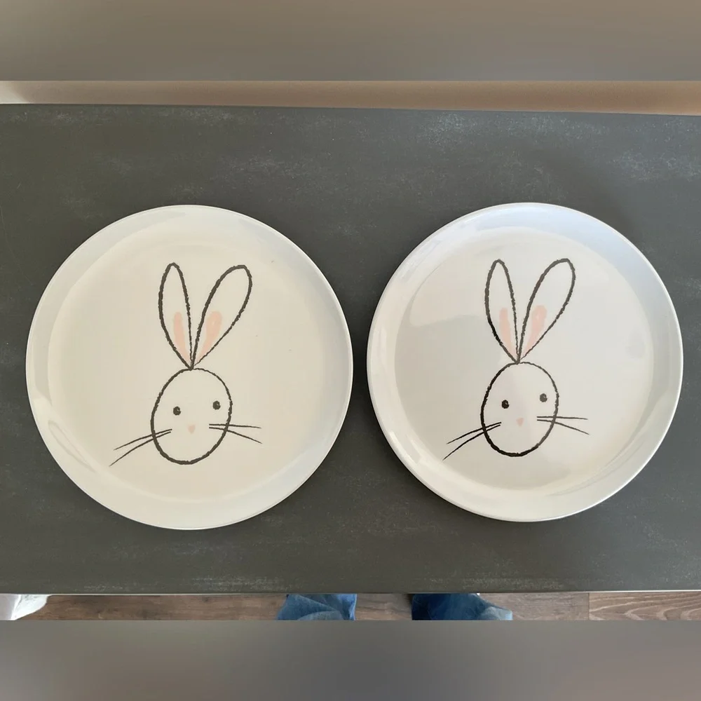 Crate & Barrel Easter Bunny Plastic Plates, set of 2